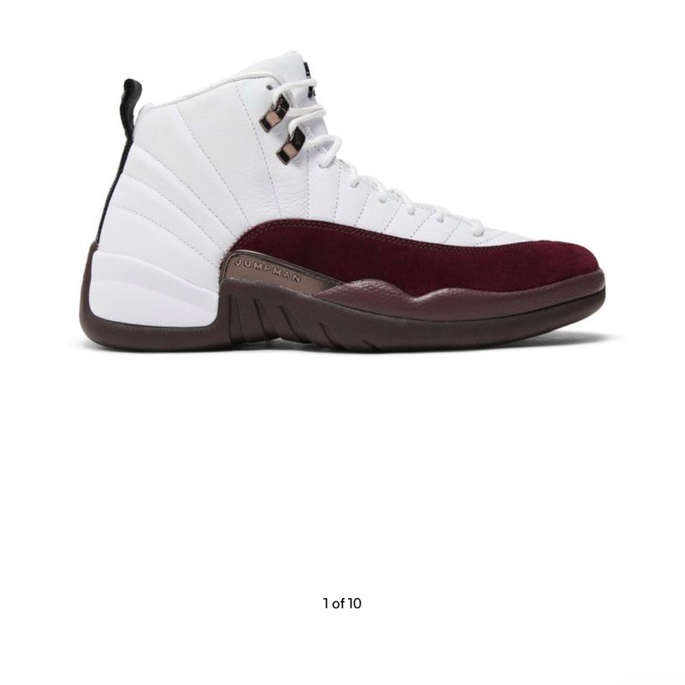 Men's White and Burgundy Sneakers